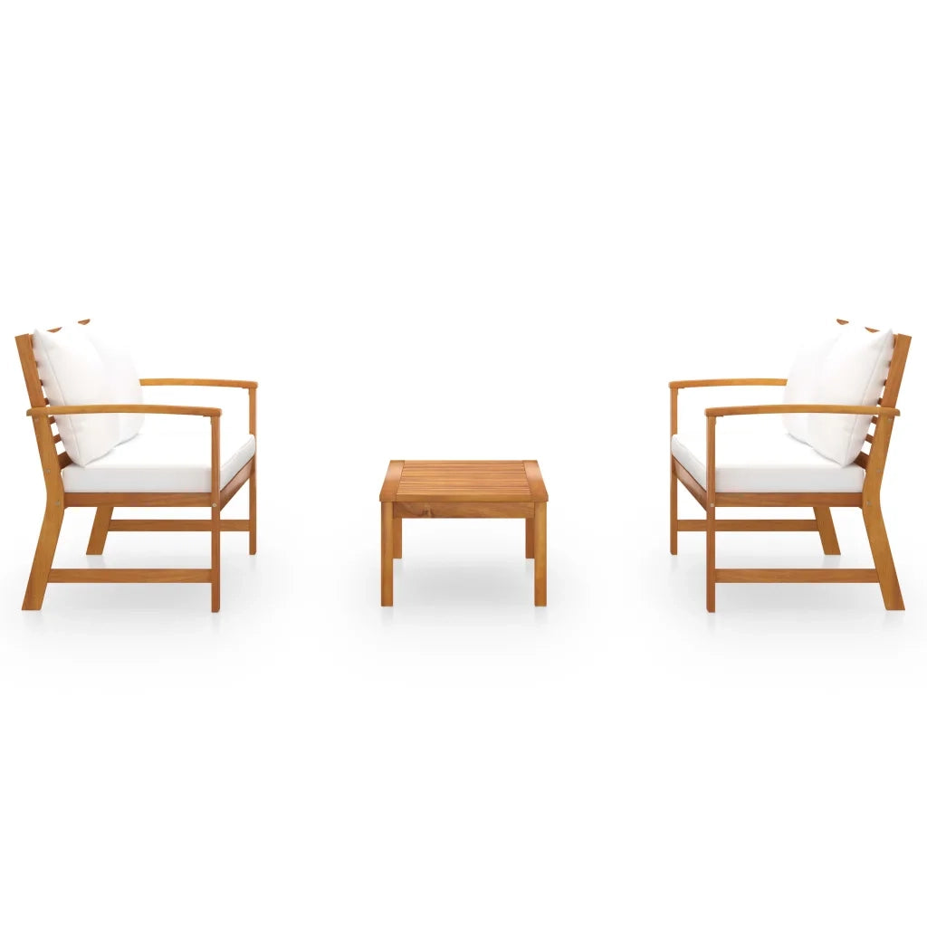 Set Divani da Giardino 3 pz con Cuscini in Massello di Acacia 3057788