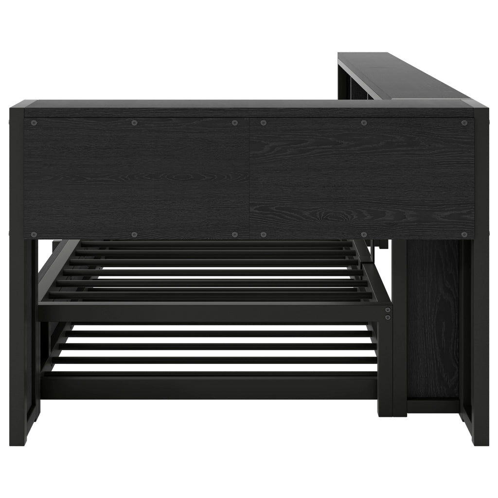LETTO Con letto estraibile 90x200 cm Metallo e MDF Nero con vani contenitore