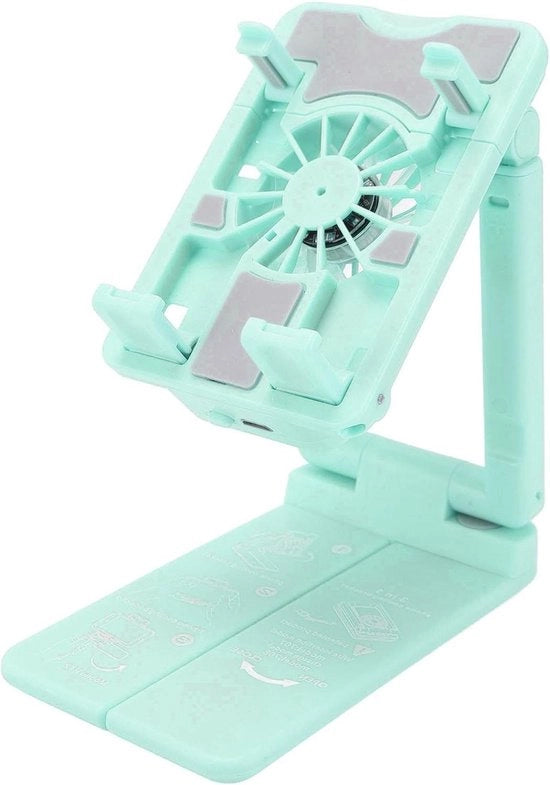 Standarizzazione Desktop per Telefono Mobile con Raffreddamento per Rapida Raffreddamento - Supporto per Telefono Mobile - Silenzioso - Compatibile con Telefoni da 62 mm a 80 mm - Verde