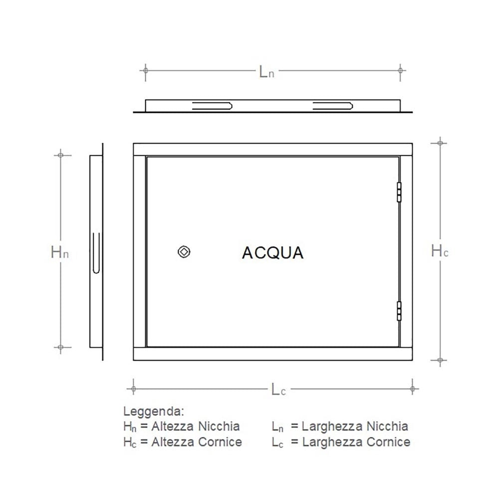 Sportello portello porta rame per chiusura nicchia contatore acqua, scegli se  lc 60 x hc 60 cm ( ln 56 x hn 56 cm )