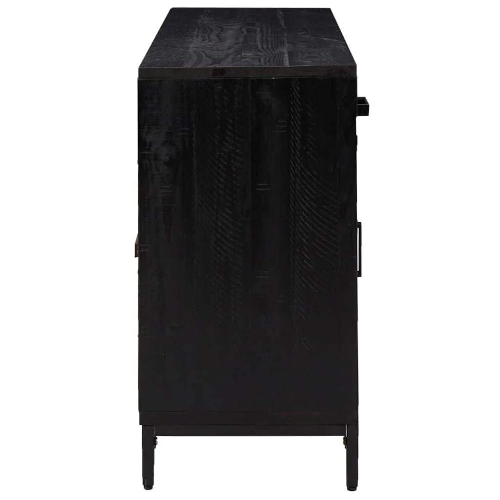 Credenza cassettiera mobile contenitore organizer cucina soggiorno salotto 110 x 35 x 70 cm legno massello di pino nero 02_0035843