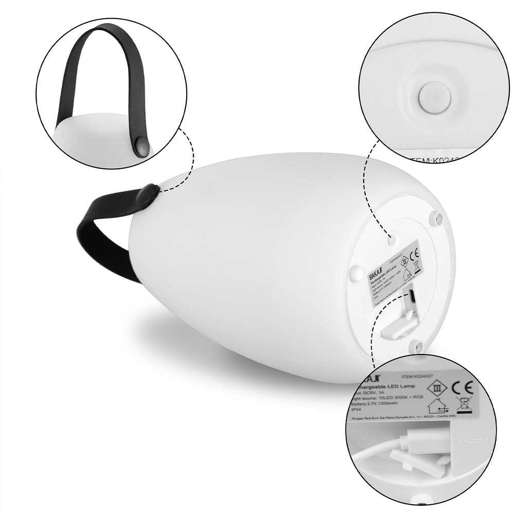Lampada da Tavolo LED senza fili Ricaricabile Portatile Interni ed Esterni RGB