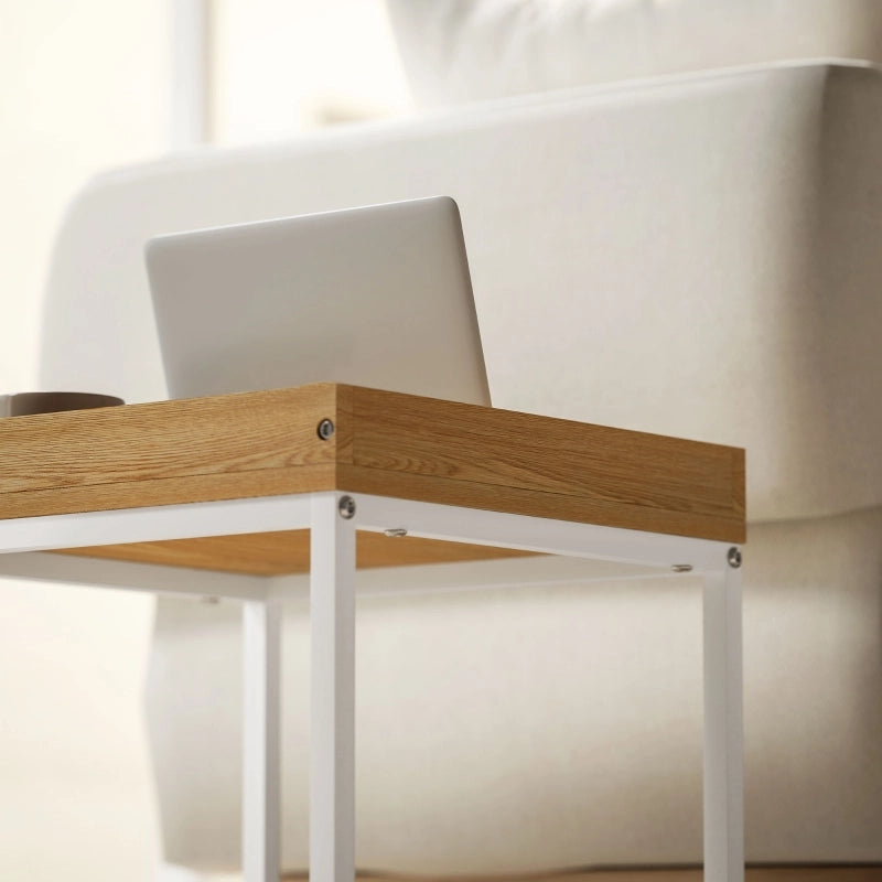 Tavolo da pranzo - set 2 tavolini moderni - quadrati - MDF+metallo - bianco - per spazi piccoli