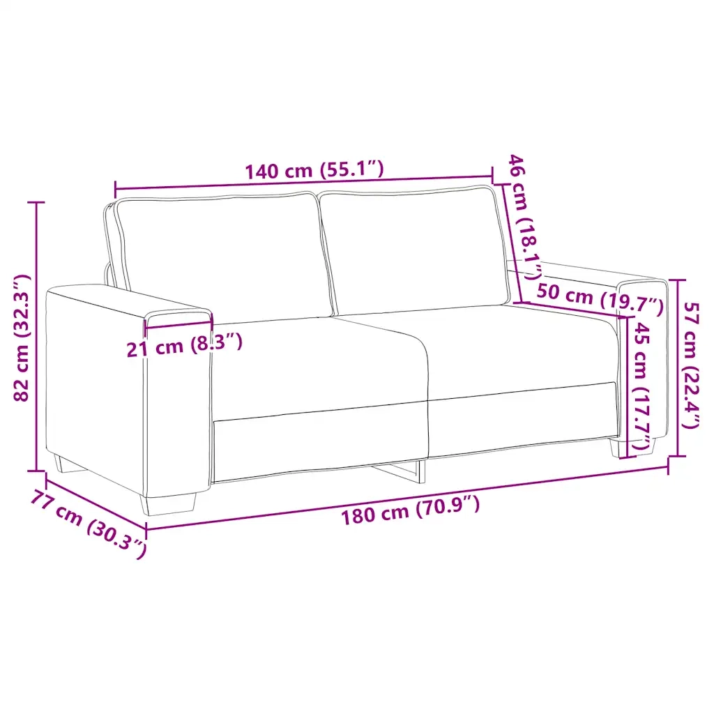 Divano a 2 Posti-Sofa 2 Posti Verde Scuro 140 cm in Tessuto 791455