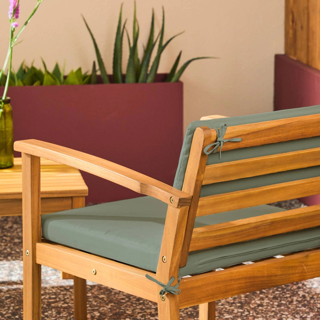 Salotto da giardino in legno di acacia, 4 posti, verde kaki