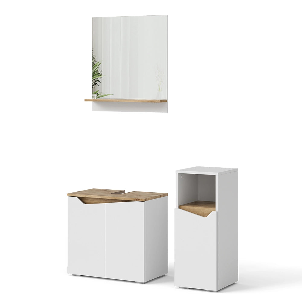 Vicco Set di mobili da bagno Bianco 3 parti, con mobile midi