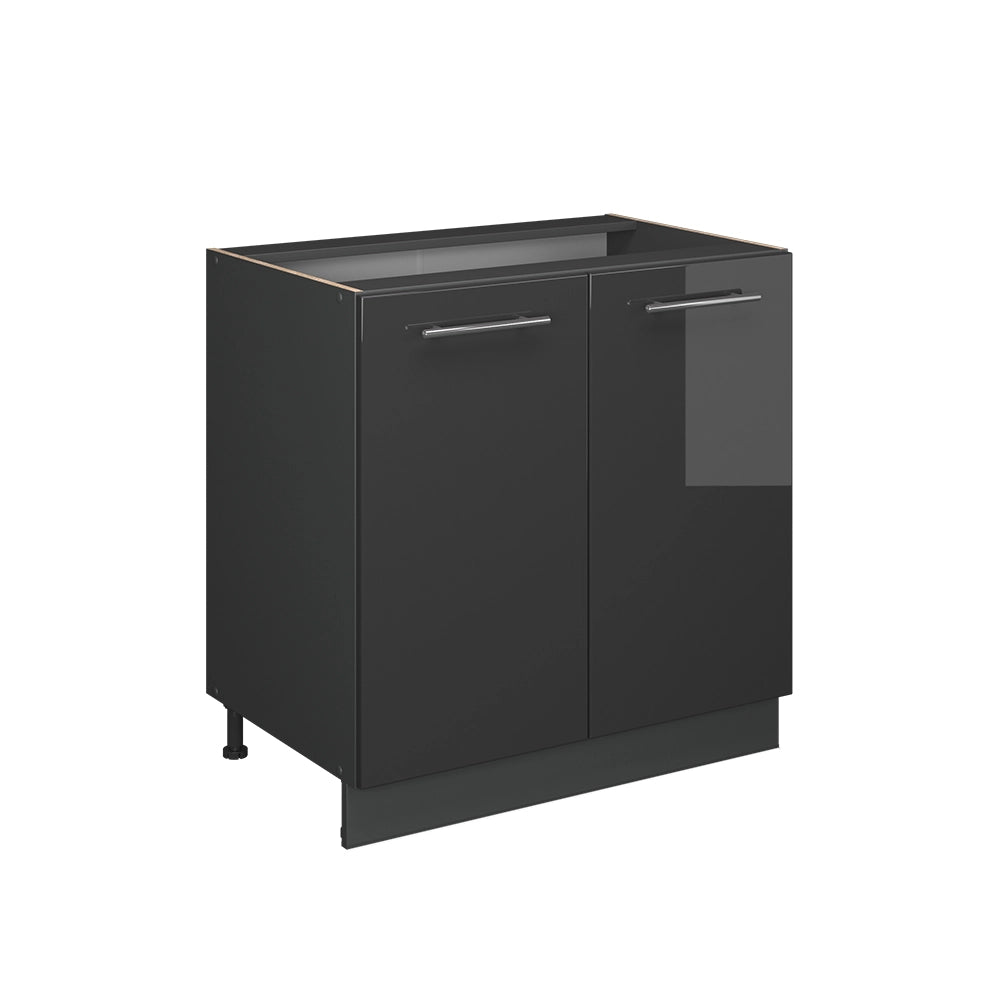 Vicco Mobile lavello cucina Antracite lucido 80 cm con ripiano, PL Rovere