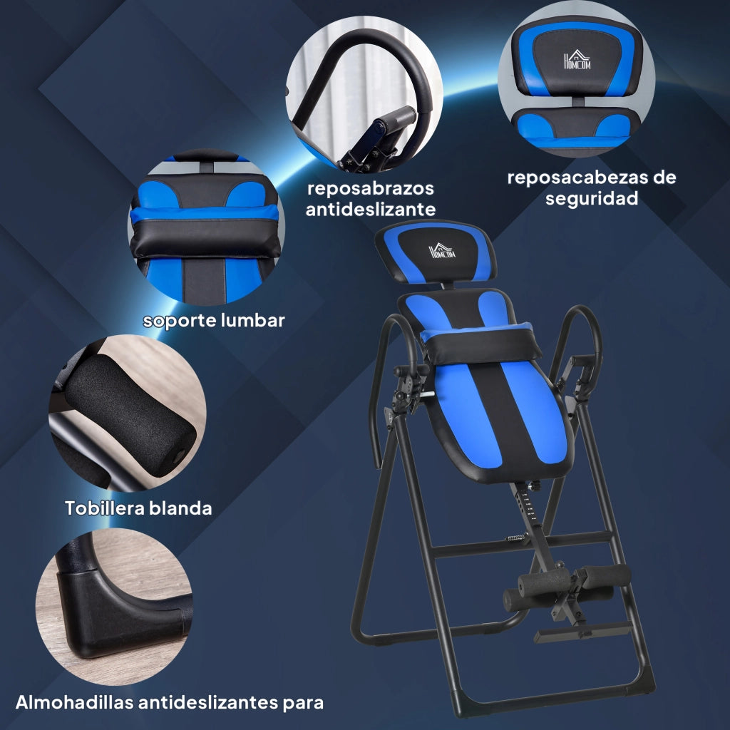 Tavolo Pieghevole con Rulli Altezza Regolabile 140-203 cm ¨C zephmum ¨C Nero e Blu