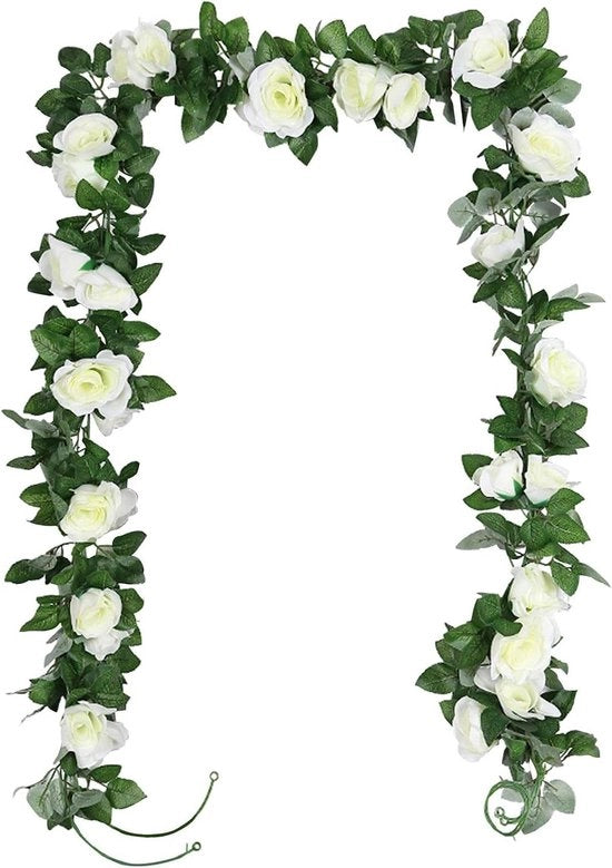 Decorazione - Versatil Bambù Arcobaleno Oscillante Fiori - Piante Sospese Esterno Interno Casa Cucina Giardino Ufficio Cerimonia di Matrimonio Hotel Festa - 2 x 19 cm Bianco