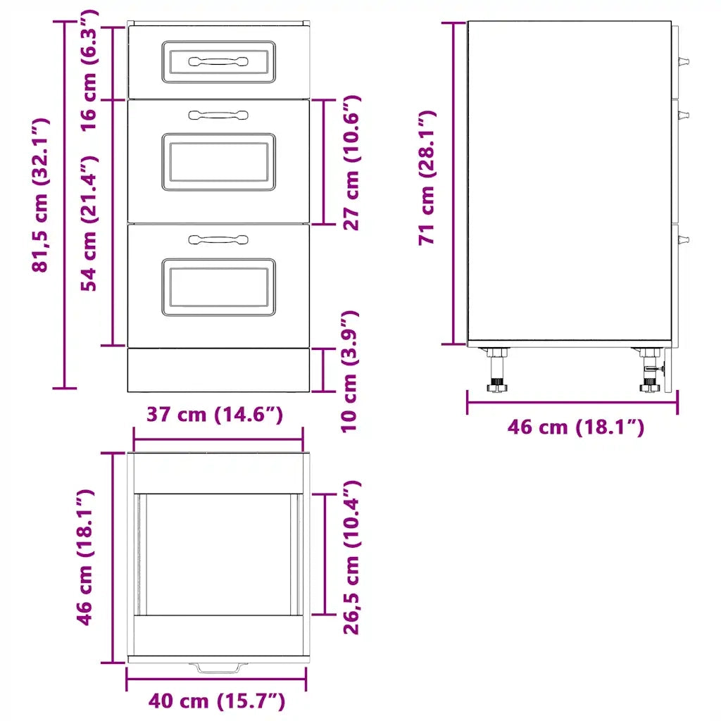 Mobile da cucina in legno composito bianco 40 x 46 x 81,5 cm pratico spazio contenitivo moderna finitura in legno bianco 02_0050474