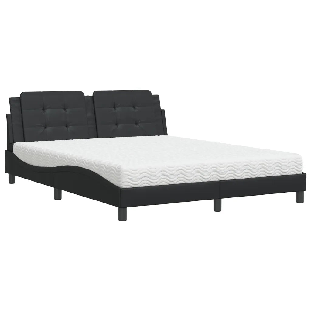 Letto con Materasso Zadar Nero 160x200 cm in Similpelle