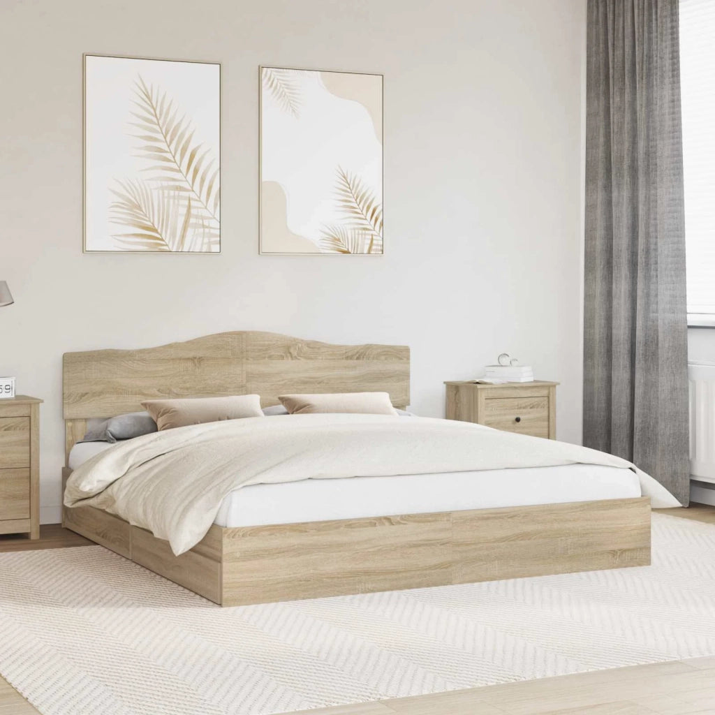 Letto con Contenitore con testiera Rovere Sonoma 180 x 200 cm