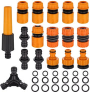 Set di 17 Connettori per Tubi di Gomma - Connettori Universali per Irrigazione - 1/2 Pollici Connettori ABS Rafforzati - Connettori di Stopperizzazione dell'Acqua - Connettori Maschi Dupli - Connettori Lekvrij per Tubi di Gomma per Giardino