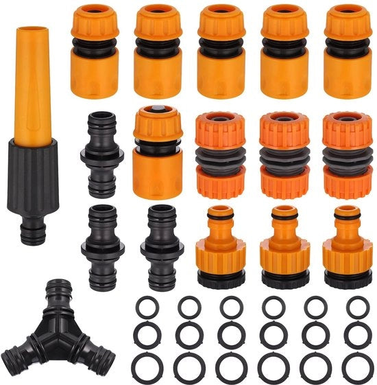 Set di 17 Connettori per Tubi di Gomma - Connettori Universali per Irrigazione - 1/2 Pollici Connettori ABS Rafforzati - Connettori di Stopperizzazione dell'Acqua - Connettori Maschi Dupli - Connettori Lekvrij per Tubi di Gomma per Giardino