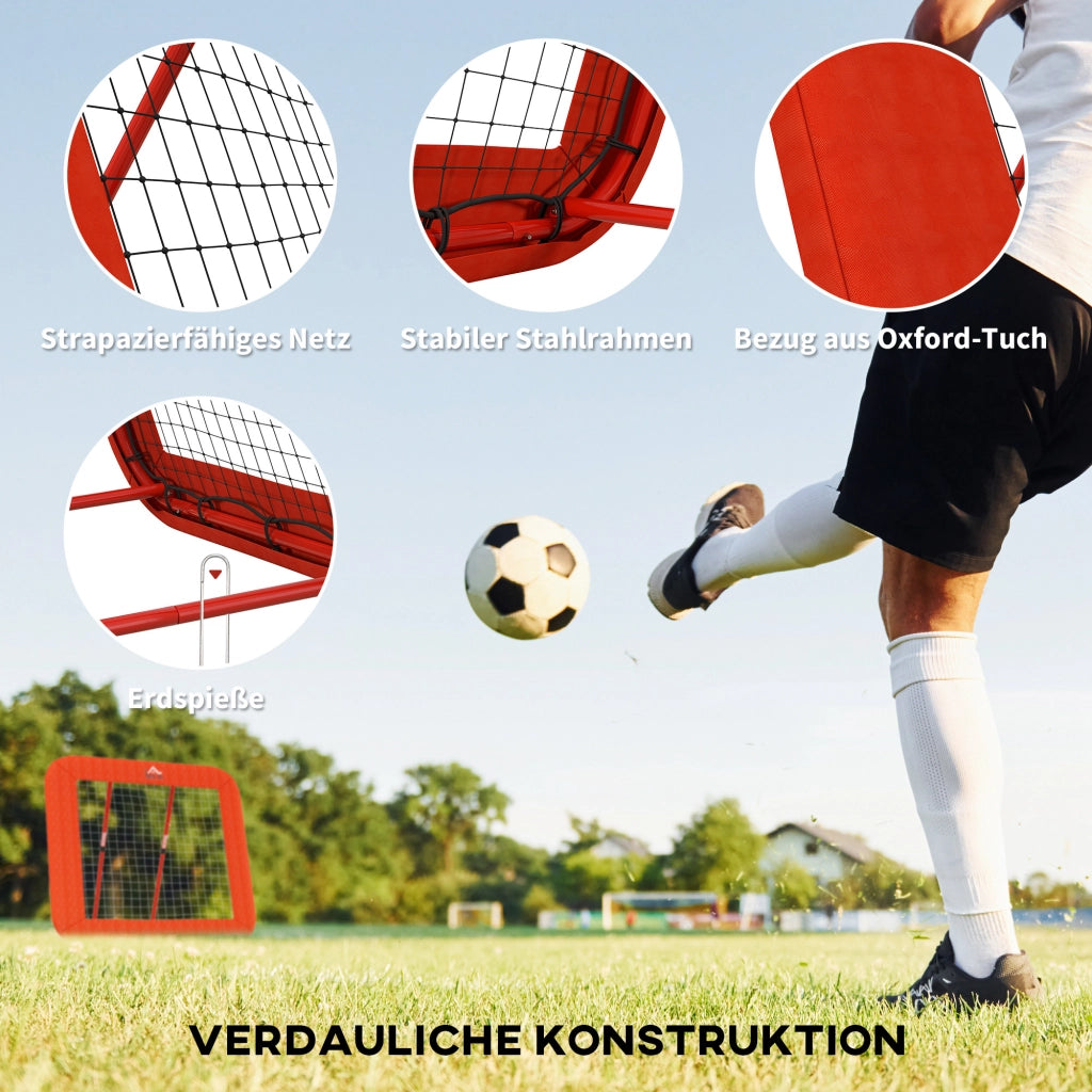 Rete da Calcio Rimbalzante Regolabile e Pieghevole ¨C Minimal ¨C Telaio in Metallo, Rete in PE, Rosso