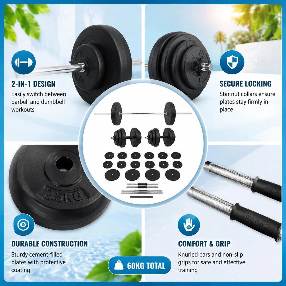 Barbell And Dumbbell With 60 Kg Weights