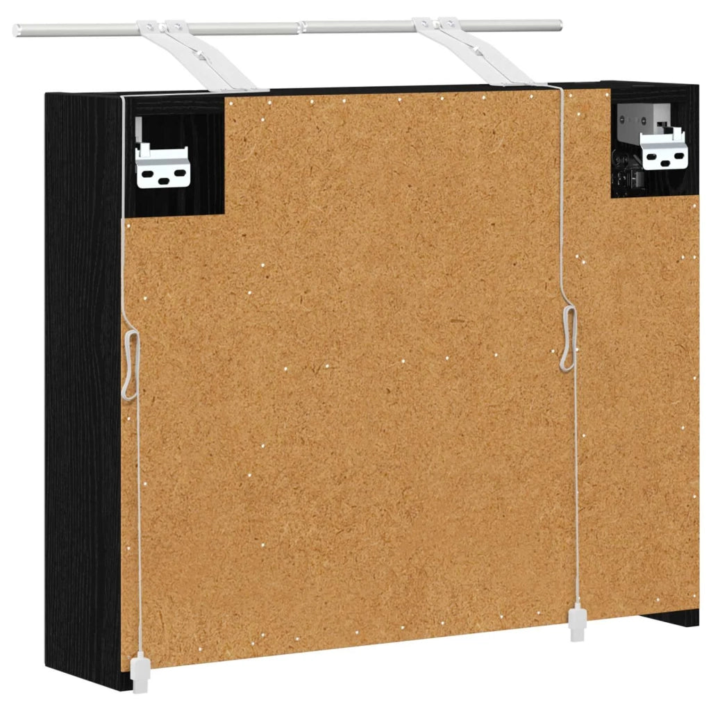 Mobiletto per specchio da bagno Rovere Nero 60 x 14,5 x 50 cm
