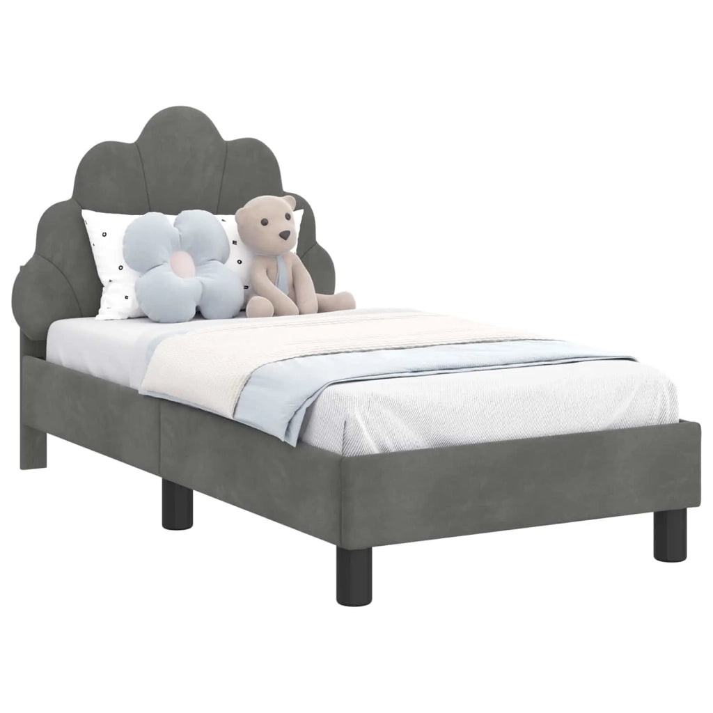 Struttura letto per bambini con testata Grigio Scuro Velluto