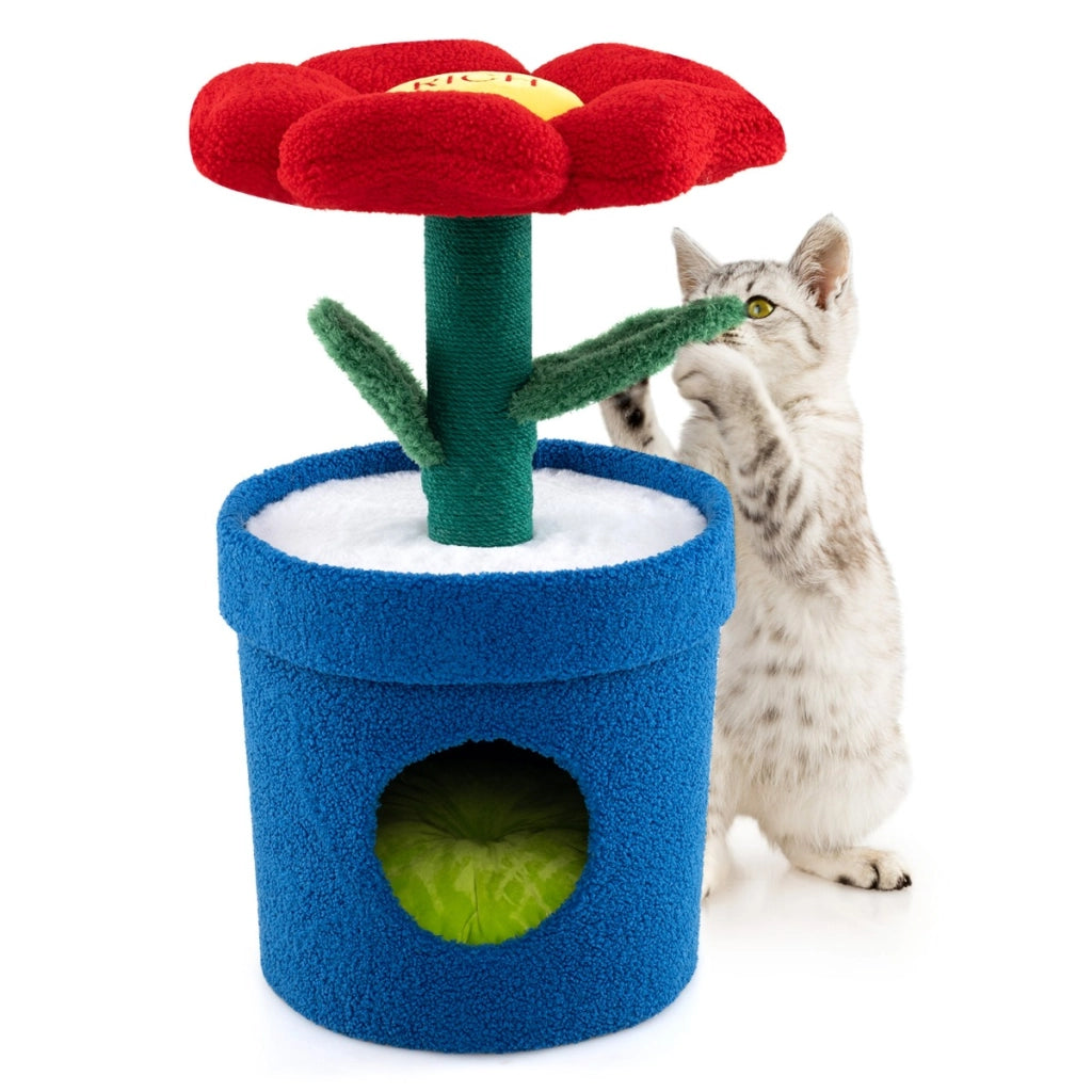 Albero per gatti per interni con posatoio a forma di fiore, Centro di attivit¨¤ versatile per animali domestici Rosso-Alberi Tiragraffi