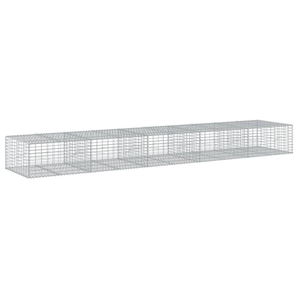Gabbione recinto a gabbia muro di contenimento con coperchio 500 x 100 x 50 cm ferro zincato argento 02_0040172