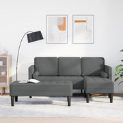 Set di divani 2 pezzi con cuscini in tessuto grigio scuro