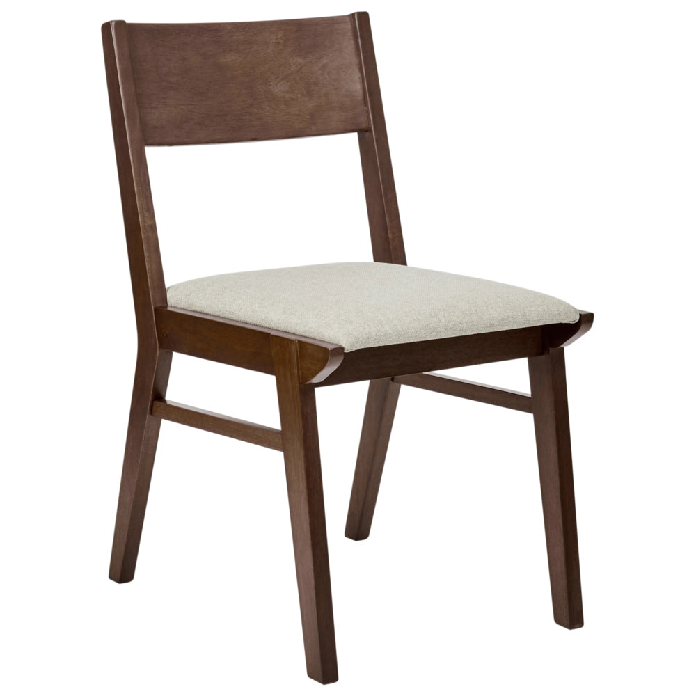Set di 2 sedie da pranzo in tessuto beige senza braccioli Struttura in legno scuro tradizionali retrò Seduta