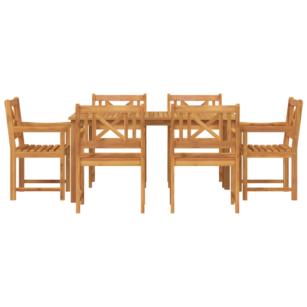 Set da Pranzo da Giardino 7 Pezzi in Legno Massello di Acacia