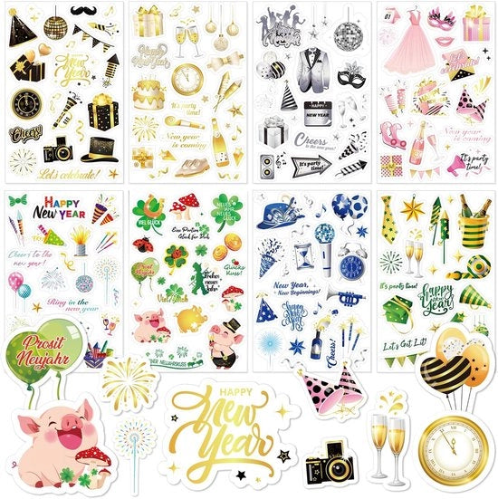 Sticker Natale 2025 - 8 Fogli - Sticker Fortuna - Fiore di Loto/Cinghiale Fortunato - Autoadesivo - Decorazione Natale