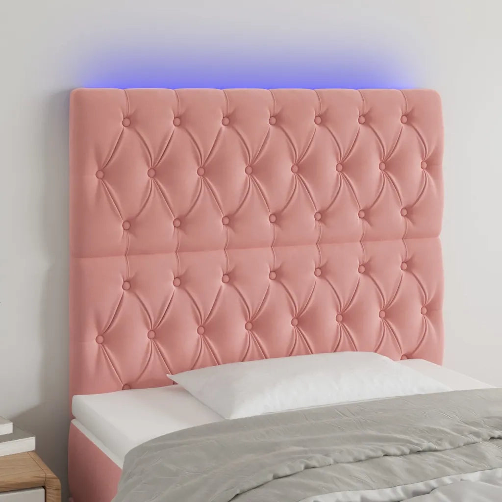 Testiera | Testata a LED Rosa 90x7x118/128 cm in Velluto