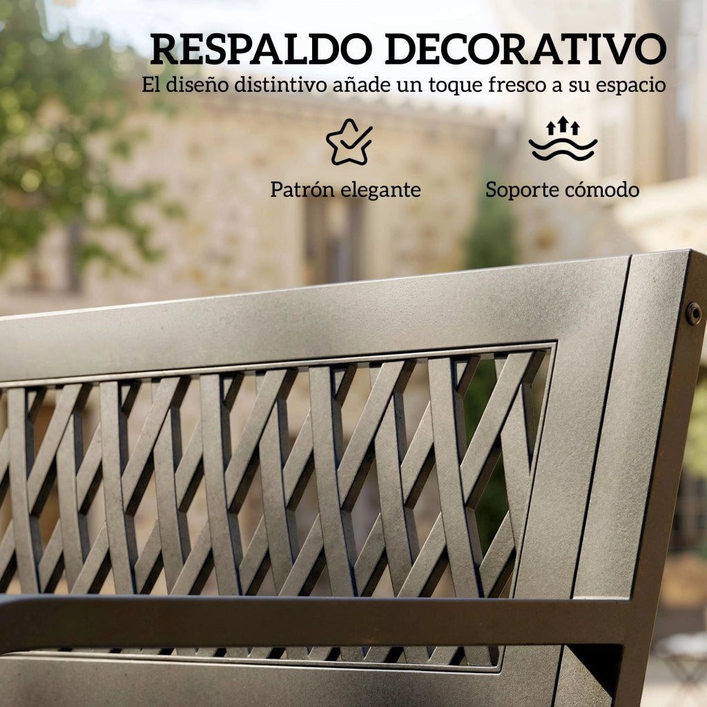 Panchina da Giardino 2 Posti ¨C zephmum ¨C Legno e Acciaio 119x50x75 cm Nero
