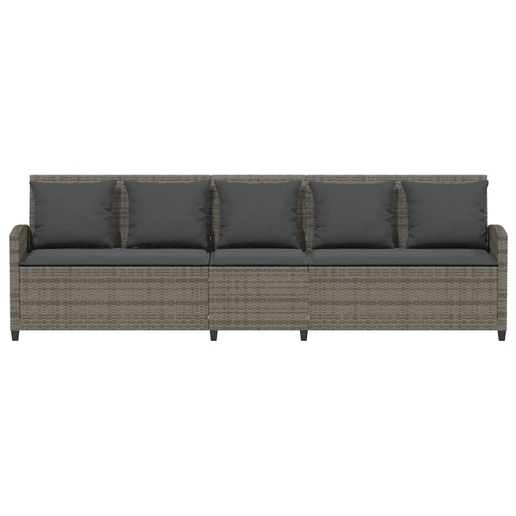 Divano da Giardino con Cuscini 5 Posti Grigio in Polyrattan 4104114