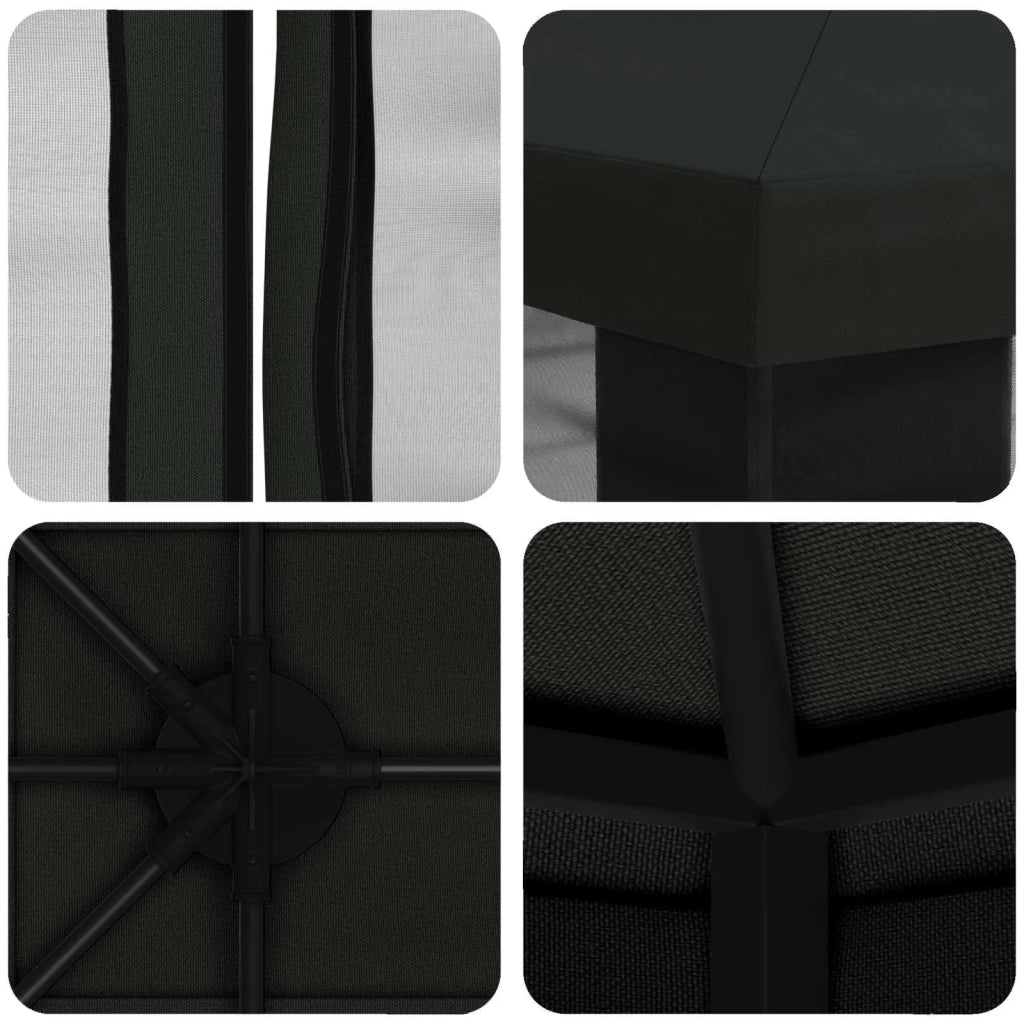 Gazebo con pareti laterali 4 × 3 m Nero Poliestere e Acciaio 900394