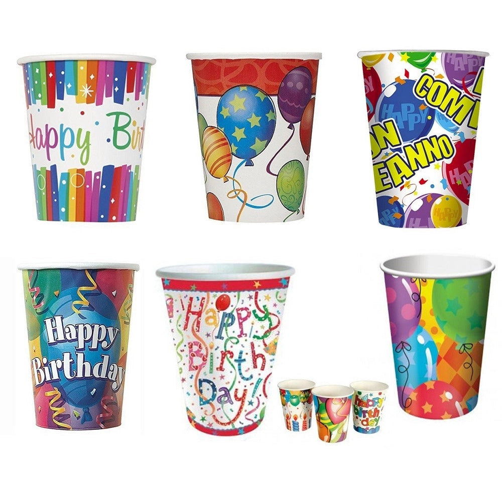 Trade Shop - Set 48pz Bicchieri Di Carta Per Feste Happy Birthday Usa E Getta Compleanno Party -