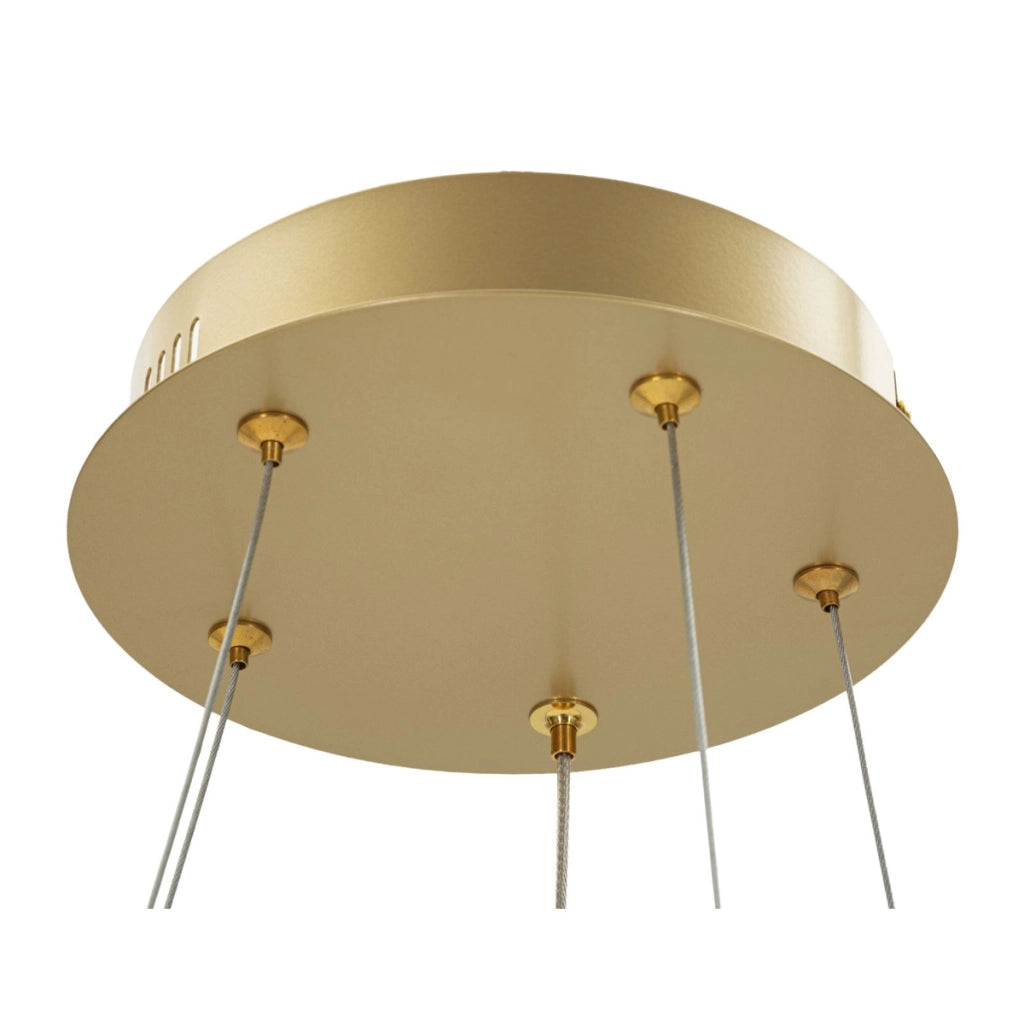 Lampadario Glovy in oro satinato con spirali LED regolabili
