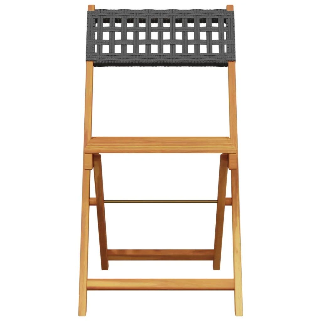 Sedie da BistrÃ² 2 pz Nere Legno Massello Acacia e Polyrattan
