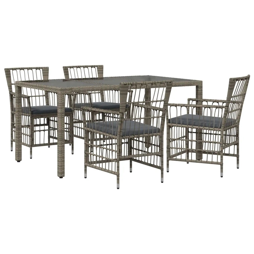 Set da pranzo per esterni 5 pz Grigio polyrattan 3448938