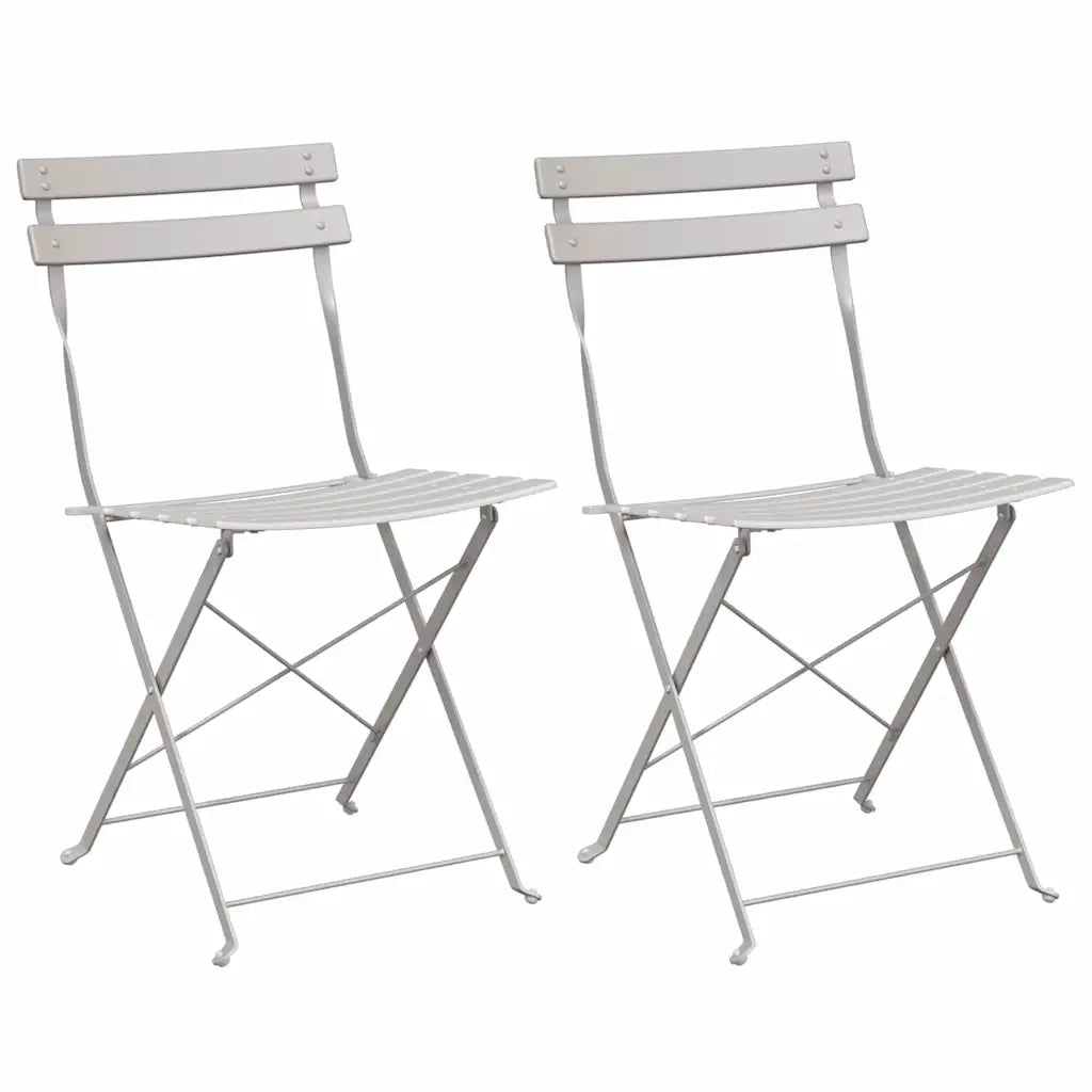 Sedia Pieghevole da Giardino 2 pz | Sedie da Esterno Beige 42 x 46 x 82cm Metallo