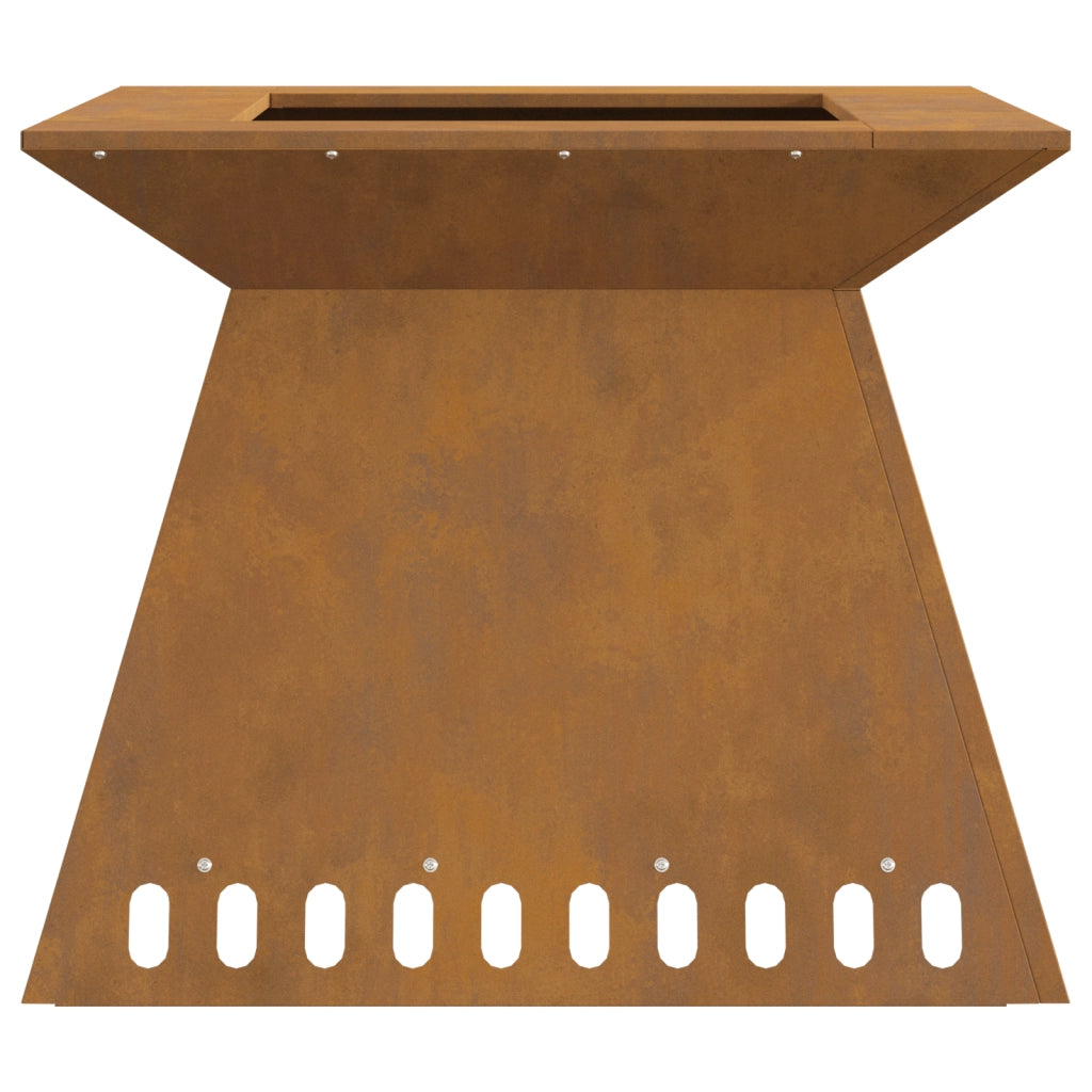 Focolare 60x60x50 cm Acciaio Invecchiato