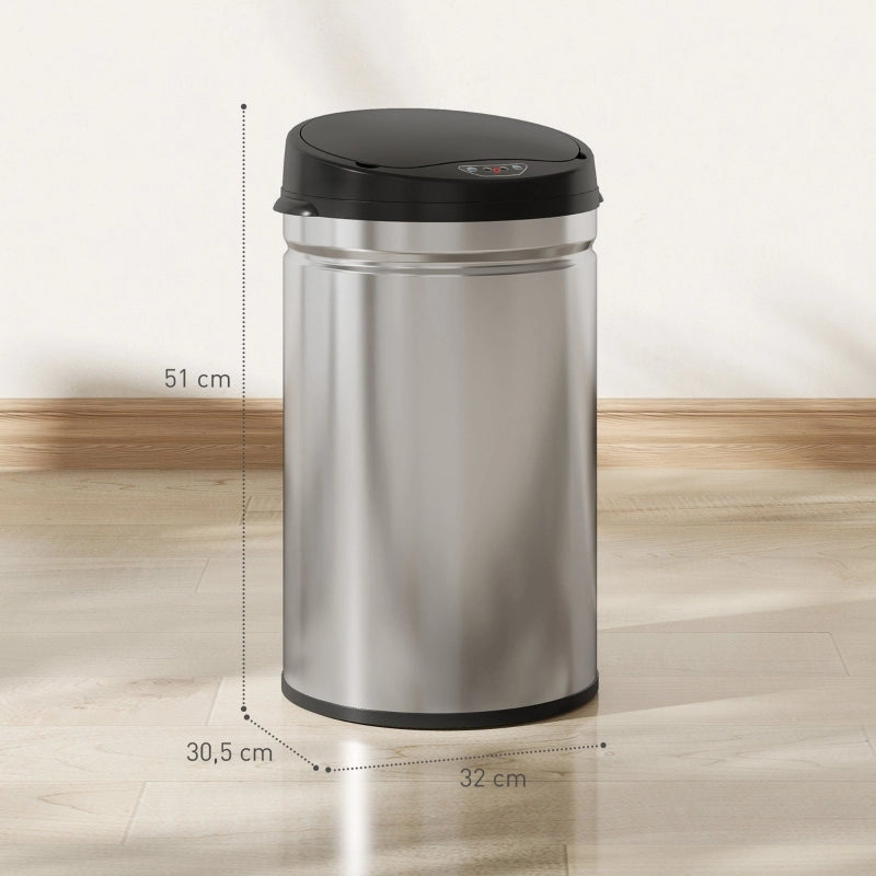BIDONE RIFIUTI SENSOR 30 L Acciaio Inossidabile Argento con Soft-Close