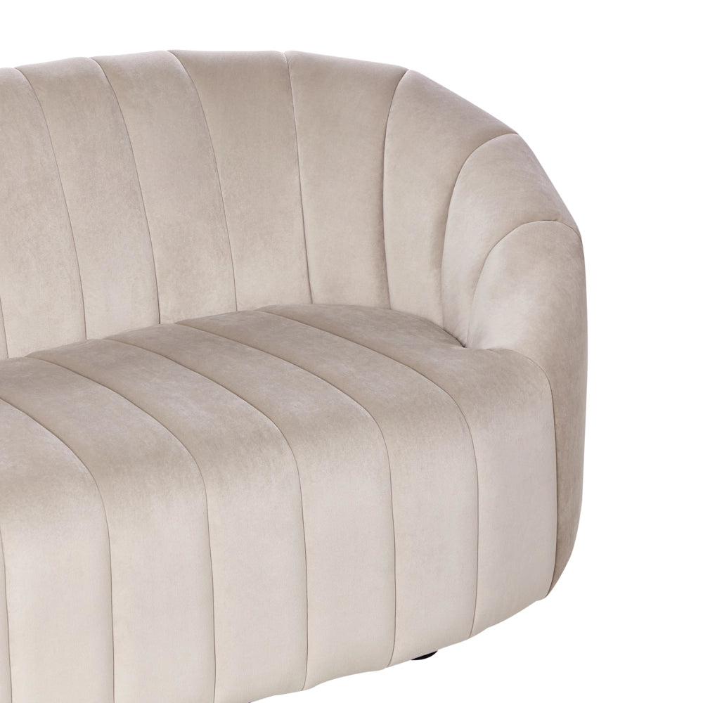 Divano in velluto a 2 posti con sedile imbottito e schienale basso Beige Design contemporaneo e retrò