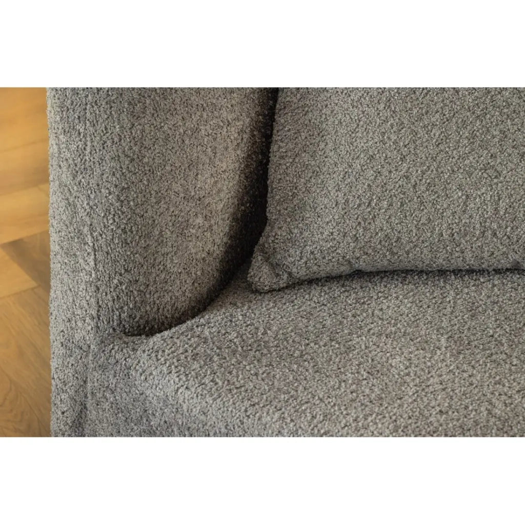 Divano destro SOREN grigio scuro – Divano di design in tessuto bouclé con forma arrotondata