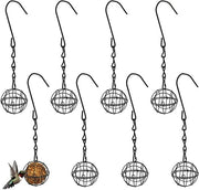 8 set di alimentatori per uccelli appesi con ganci e catene - 7 cm alimentatori a palline - supporto per grasso uccello metallico per uccelli selvatici merlo storno pettirosso esterno giardino nero