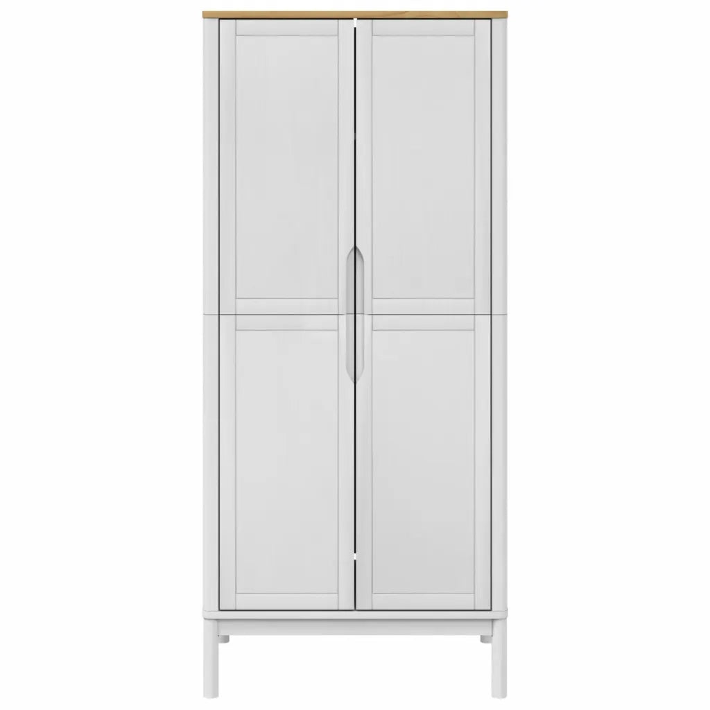 Armadio FLORO Bianco 77x53x171 cm in Legno Massello di Pino
