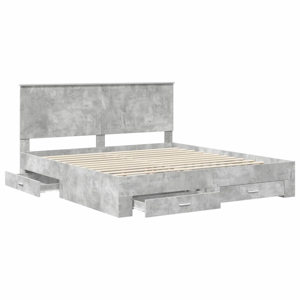 Struttura del letto con testiera Grigio cemento 180 x 200 cm