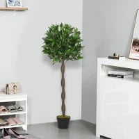 Set di 2 Alberi di Alloro in Vaso, Piante Finte in Plastica Altezza 120cm per Interni