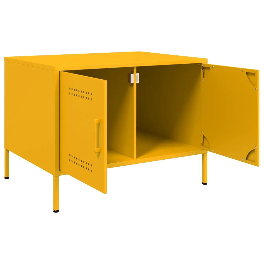 Tavolino da Salotto-Tavolino da soggiorno Giallo Senape 68x50x50,5 cm in Acciaio