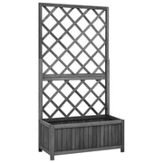 Fioriera con Traliccio Nera 70x30x135 cm in Massello di Abete cod mxl 49449