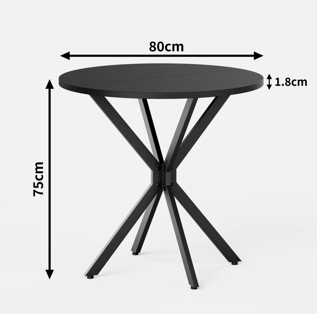 Tavolo rotondo ? 80 cm con struttura a X in ferro; nero