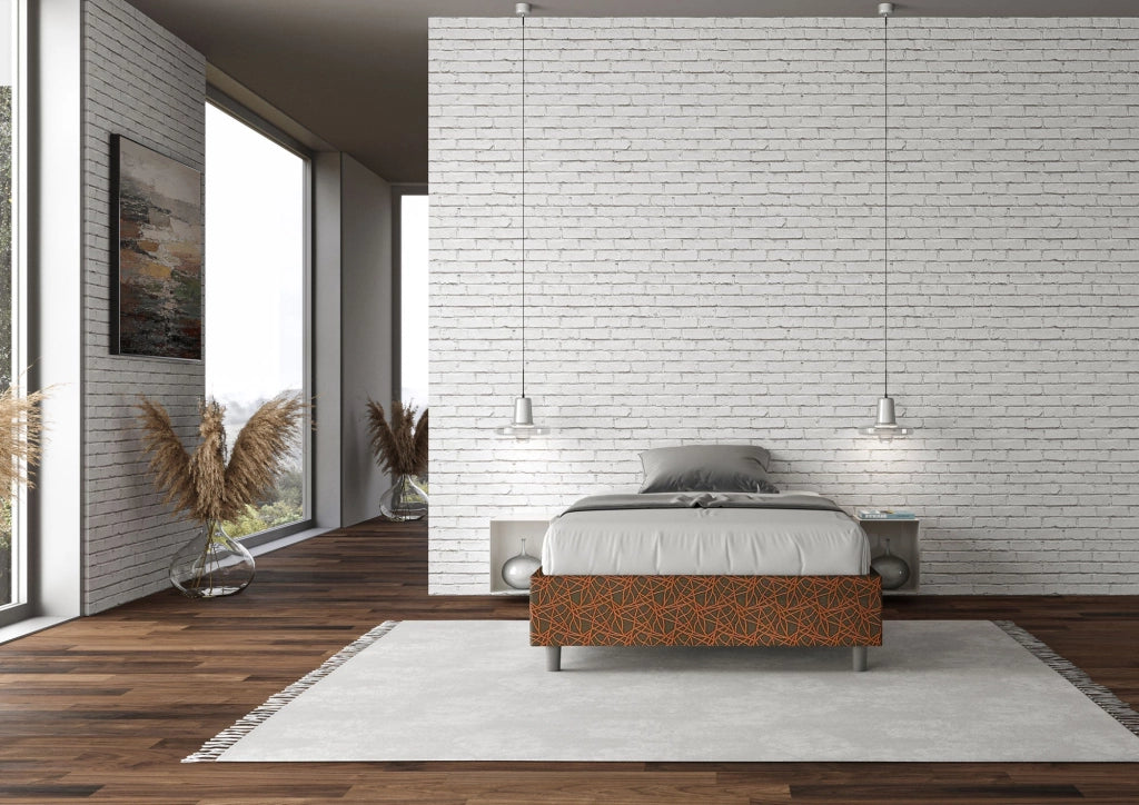 Letto 1 Piazza e Mezzo Sommier 120x200 cm Senza Rete Azelia Era 04 Arancione