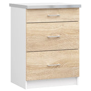 Mobile cucina modulare con piano di lavoro AKORD LIMA Bianco 60 cm 3 cassetti inserto frontale Sonoma Quercia 60x44,5x82 cm